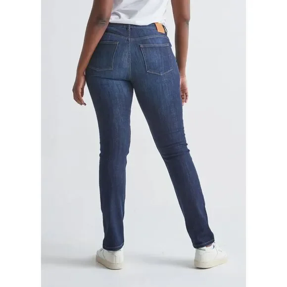 DU/ER Performance Denim Mid Rise Slim Straight in Dark Stone Women's Size 30x32 - Picture 2 of 14